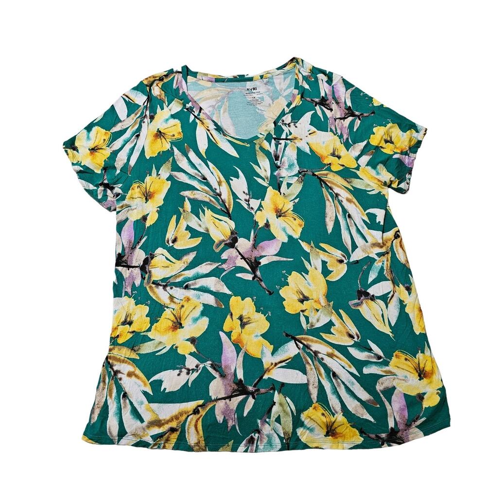 Modern Fit Short Sleeve tropical shirt size 1X green yellow